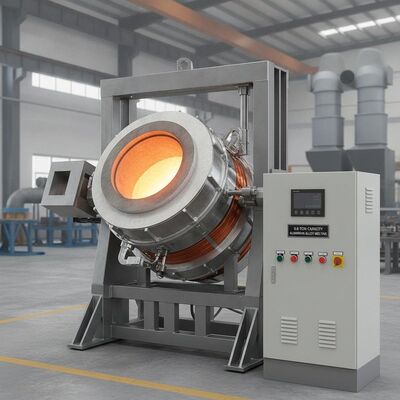 mua 500 kW Lượng định số 0,8 tấn Công suất lò nóng chảy cảm ứng tần số trung bình với hệ thống nghiêng thủy lực sản xuất trực tuyến