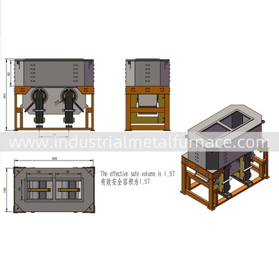 90KW 2 phòng công nghiệp trọng lực đúc kim loại nóng chảy lò cảm ứng cho đồng